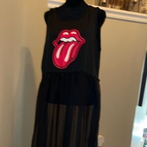 NWOT- womens xl Rolling Stones dress top, sleeveless with see through bottom💋💋